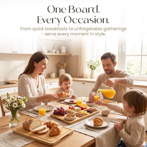 3-Piece Bamboo Cutting Boards - Large Wood Cutting Boards for Kitchen