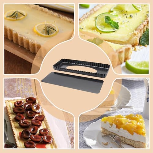 Rectangle Tart Pan with Removable Bottom, 14-Inch Quiche Pans Carbon