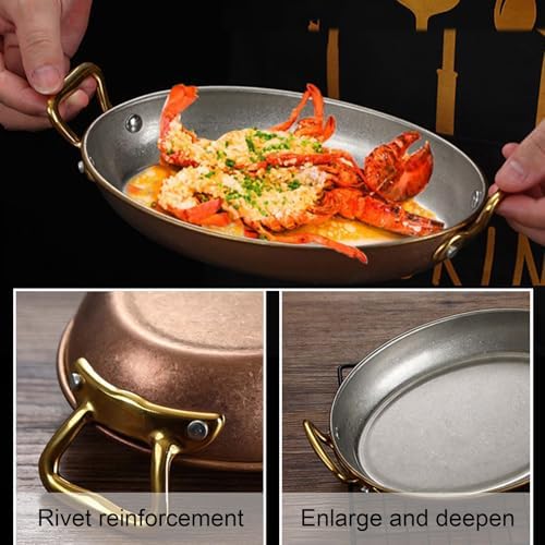 Oval Spanish Paella Pan, 304 Stainless Steel Skillet Pan