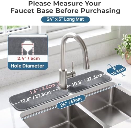 PoYang 2 Pack Faucet Mat for Kitchen Sink Splash Guard, Long 24x5 Inch