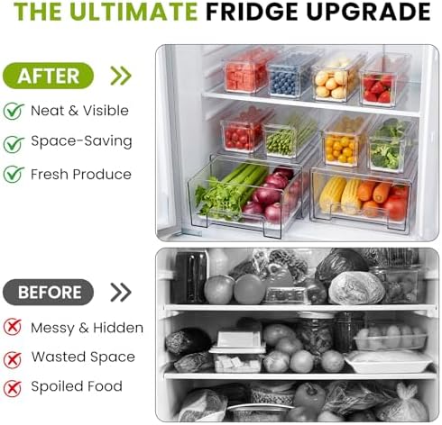 6Pack Fridge Organizers and Storage with Drain Trays,BPA-Free