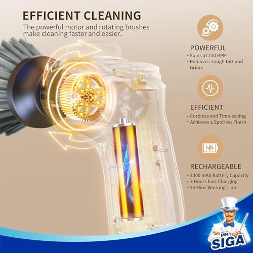 MR.SIGA Electric Spin Scrubber for Kitchen and Bathroom