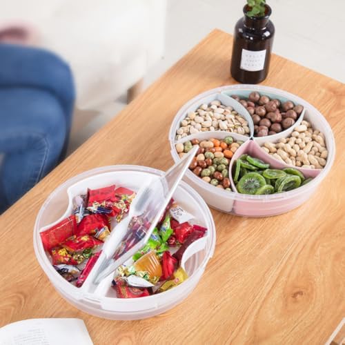 NUOBESTY Plastic Candy Holder 5-compartment Storage Box with Lid and