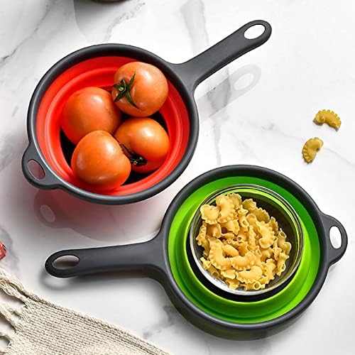4Pcs Collapsible Strainers for Kitchen with Handle, Foldable Silicone