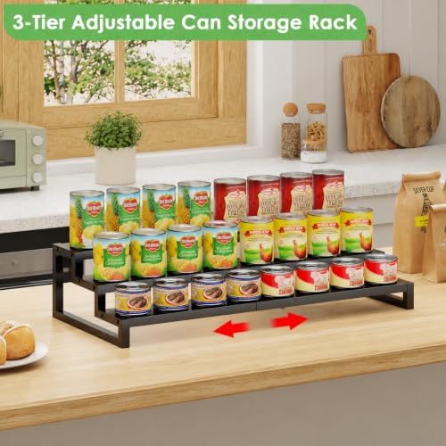 Dmevkic 3-Tier Expandable Can Organizer for Pantry,Adjustable