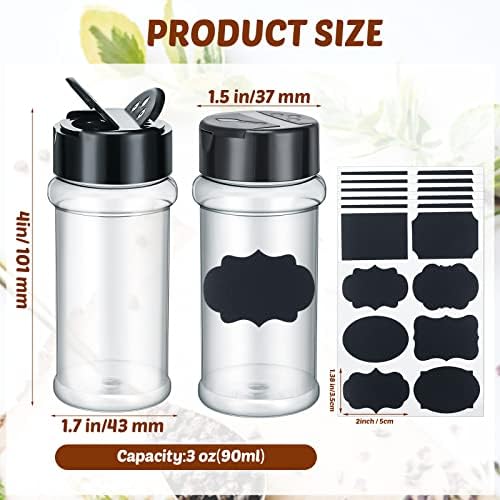 Eccliy 36 Pack 3 oz Clear Plastic Spice Jars with Shaker Lids,Black