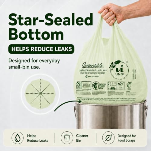 UNNI 1.6 Gallon Compostable Bags, 200 Count