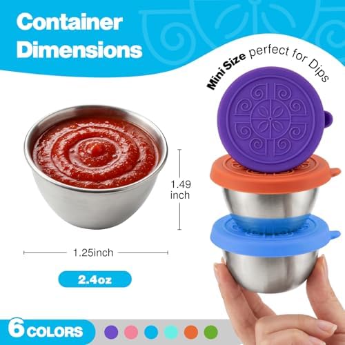6 Pack 2.4oz Leakproof Salad Dressing Containers for Lunch Boxes