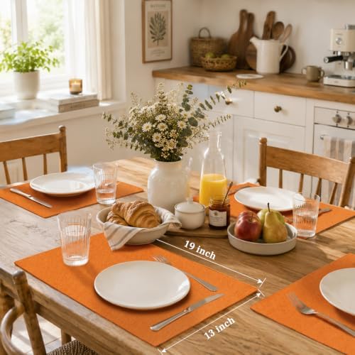 MANSPHIL Orange Placemats Set of 4 Cotton Linen Fall Place Mats