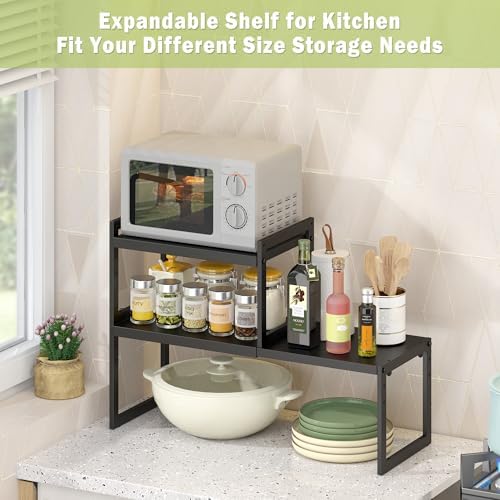 DOLALIKE Expandable Countertop Organizer, Black, 2 Pack