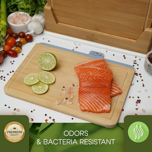 Wooden Cutting Boards for Kitchen – 5-Pcs Cutting Board Set with
