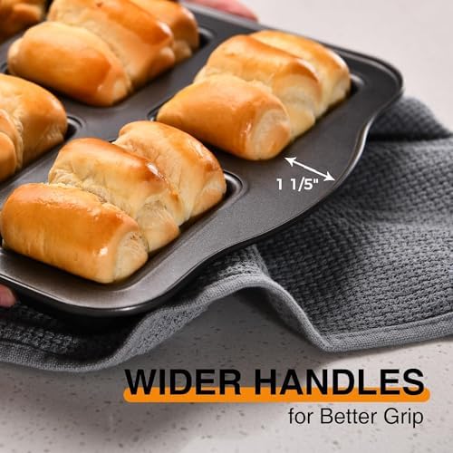 HONGBAKE 2 Pack Mini Loaf Baking Pans 8-Cavity, Nonstick Small