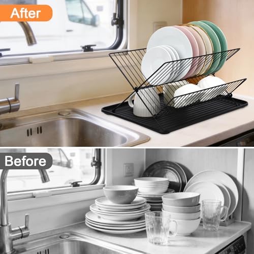 RV Foldable 2-Tier Stainless Steel Dish Drying Rack