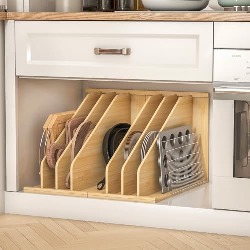 tonchean Wood Tray Dividers for Cabinet with 3 Sections