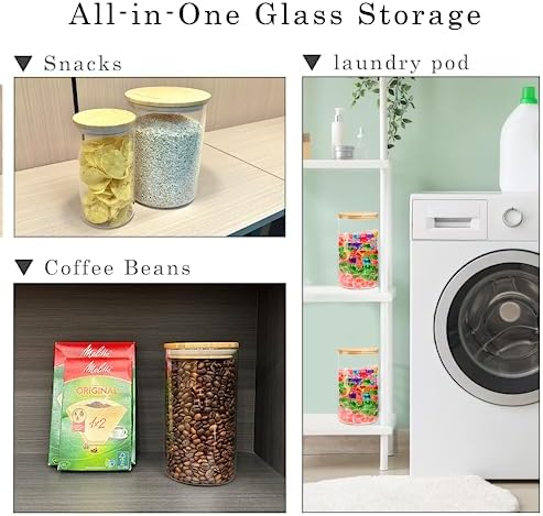 Glass Storage Jars Set Elegant Containers with Airtight Bamboo Lids