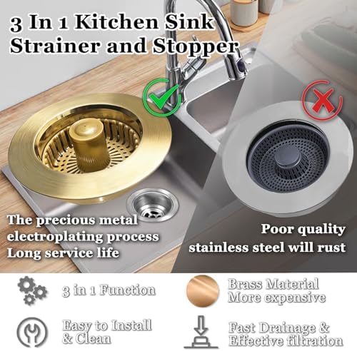 BAOLSLS 3-in-1 Kitchen Sink Drain Strainer