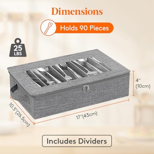 Lifewit Covered Silverware Storage Box with Zipper Lid