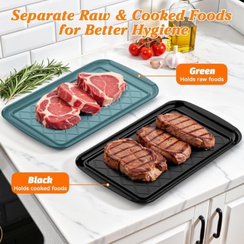 Grilling Prep & Serve Trays for Party Set of 2, Large BBQ Serving