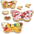 3 Pcs Butterfly Charcuterie Board with 2 Dipping Saucers and 2 DIY Decor