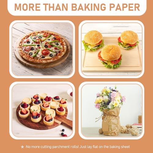 200 Pcs Large Parchment Paper Sheets for Baking, 13 x 18 Inch Brown