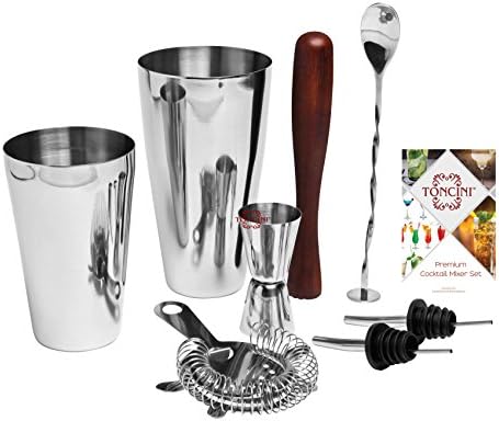 Bartender Kit Cocktail Shaker Set by Toncini | Bartending Tools &