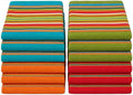 Aunti Em's Kitchen Salsa Stripe Cotton Dish Towels, Multicolor