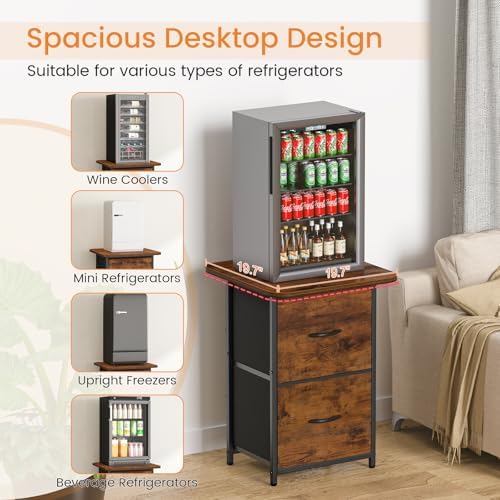 Snughome Mini Fridge Stand with Storage, Mini Fridge Cabinet Small