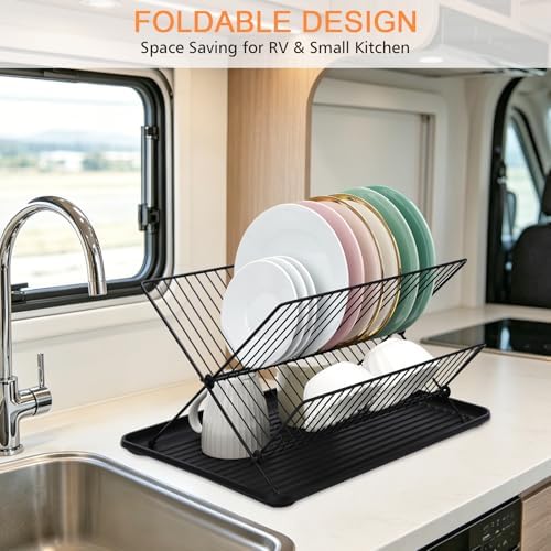 RV Foldable 2-Tier Stainless Steel Dish Drying Rack