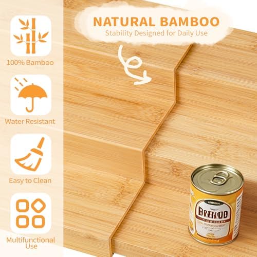 Expandable Bamboo Can Rack Organizer, 3 Tier Canned Food Storage for