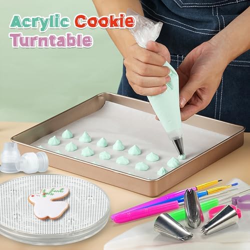 56 PCS Cookie Decorating Kit Supplies Including Acrylic Turntable