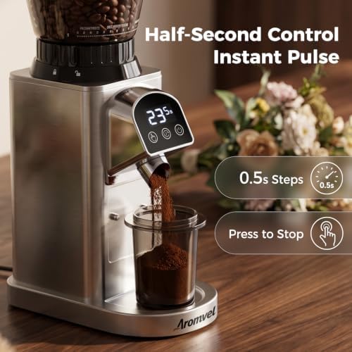 Conical Burr Coffee Bean Grinder, 48 Settings, 40-Second Timer