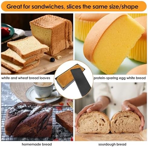 2-Pack 13x5 Pullman Loaf Pan with Lid, Nonstick, Sandwich Bread