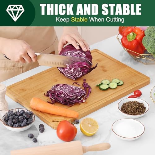 Homaxy Extra Large Organic Bamboo Cutting Boards for Kitchen, 18"x12"