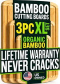 INDESTRUCTIBLE Extra Large Bamboo Cutting Board Set of 3 with Vertical
