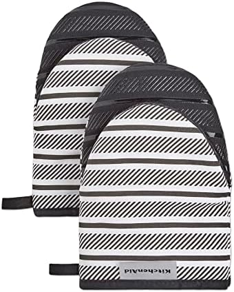 KITCHENAID Albany Mini Oven Mitt 2-Pack Set, Matte Black, 5.5"x8"