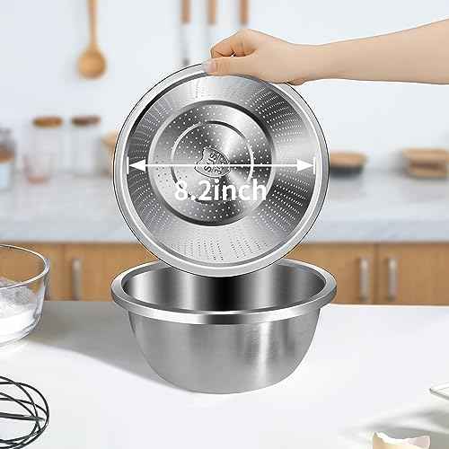 Gulex Colander Stainless Steel 4-quart with Bowls,Strainer for
