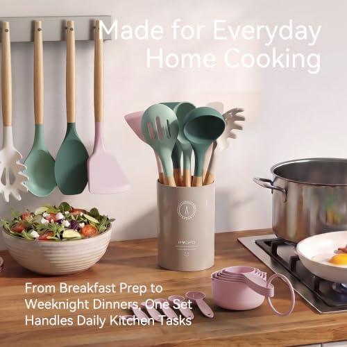 Silicone Kitchen Utensils Set, Heat-Resistant, BPA-Free