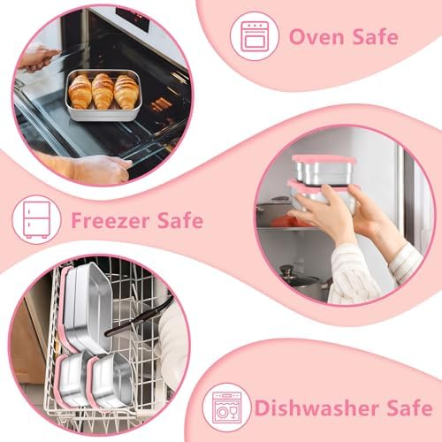 TeamFar Stainless Steel Lunch Box, Food Snack Bento Containers, Pink