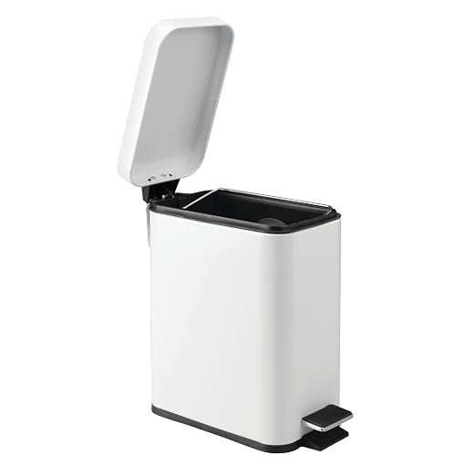 mDesign 5 Liter Rectangular Small Steel Step Trash Can Wastebasket, Garbage - Image 7