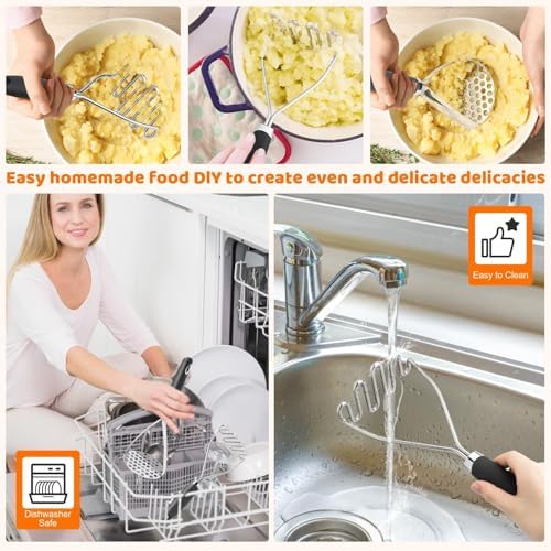 Potato Masher Set of 2 Pieces, 10.25-Inch Stainless Steel Wire Mashed