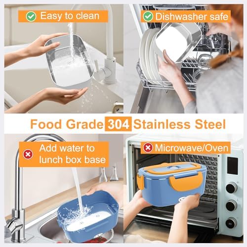 HOLDRUBY Heated Lunch Boxes for Adults, 80W Electric Lunch Box Food