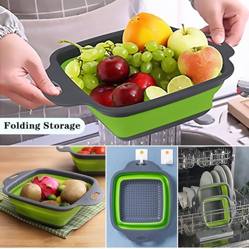 Square Collapsible Colander Set,Save Storage Space Collapsible