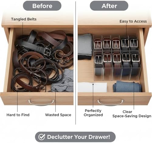 Belt Organizer,Acrylic Belt Organizer for Closet with Removable