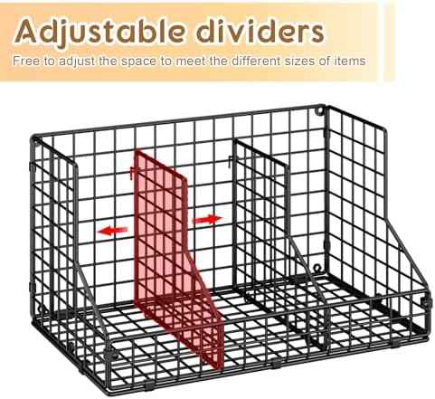 JKsmart 2 Pack Stackable Can Rack Organizer for Pantry Storage,Can Dispensers with 4 Adjustable Dividers, 2-Tier Metal Wire Basket Beverage Pop Soda Rack for Kitchen Cabinet Pantry, Black