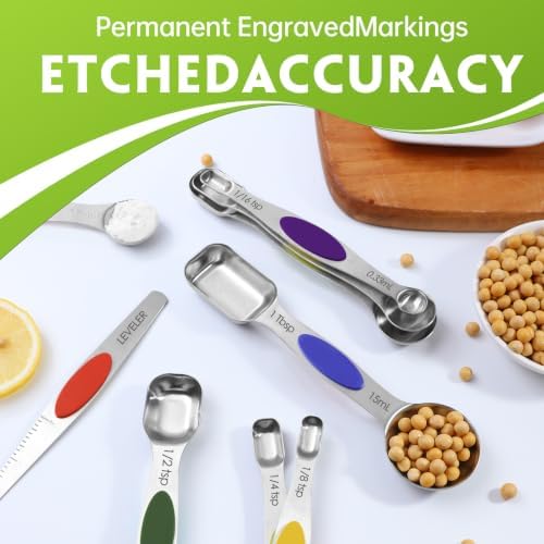 Stainless Steel Magnetic Measuring Spoons Set of 8, 7 Nesting Magnetic