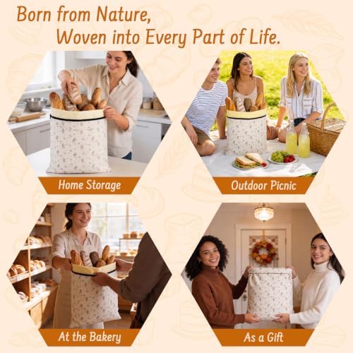 2-Pack Reusable Beeswax Bread Bags, 16.5 x 13 inch