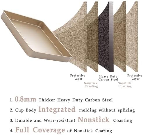 11-Inch Square Baking Pan Set, 1.4-Inch Deep Nonstick Carbon Steel