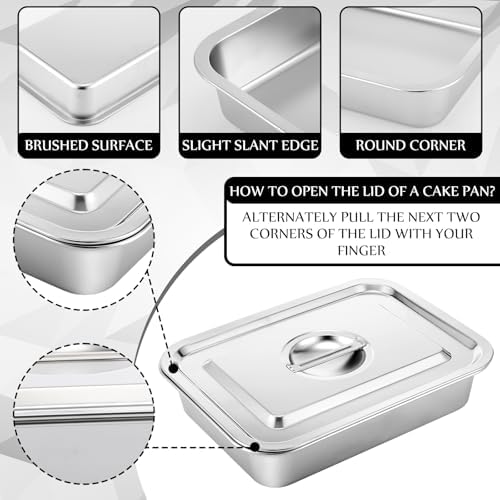 Funnymoom 2 Set Baking Pan with Lids, Stainless Steel