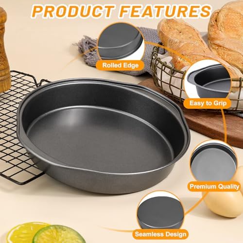 8 Inch Cake Pan - 3PCS Carbon Steel Round Cake Pans with 100 Pieces