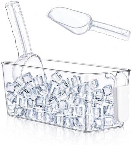Havawish Clear Ice Bucket for Freezer Scoop Set Freezer Ice Bin